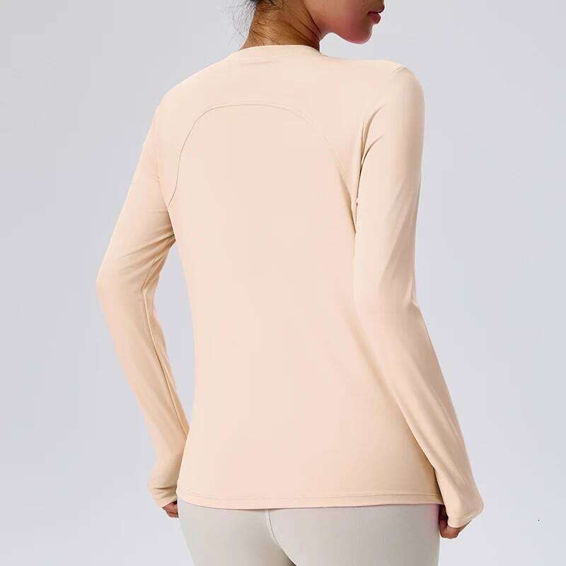 Women's Round Neck Fitness Clothes Gym Exercise Pilates Yoga Long Sleeved Tops 25T1226