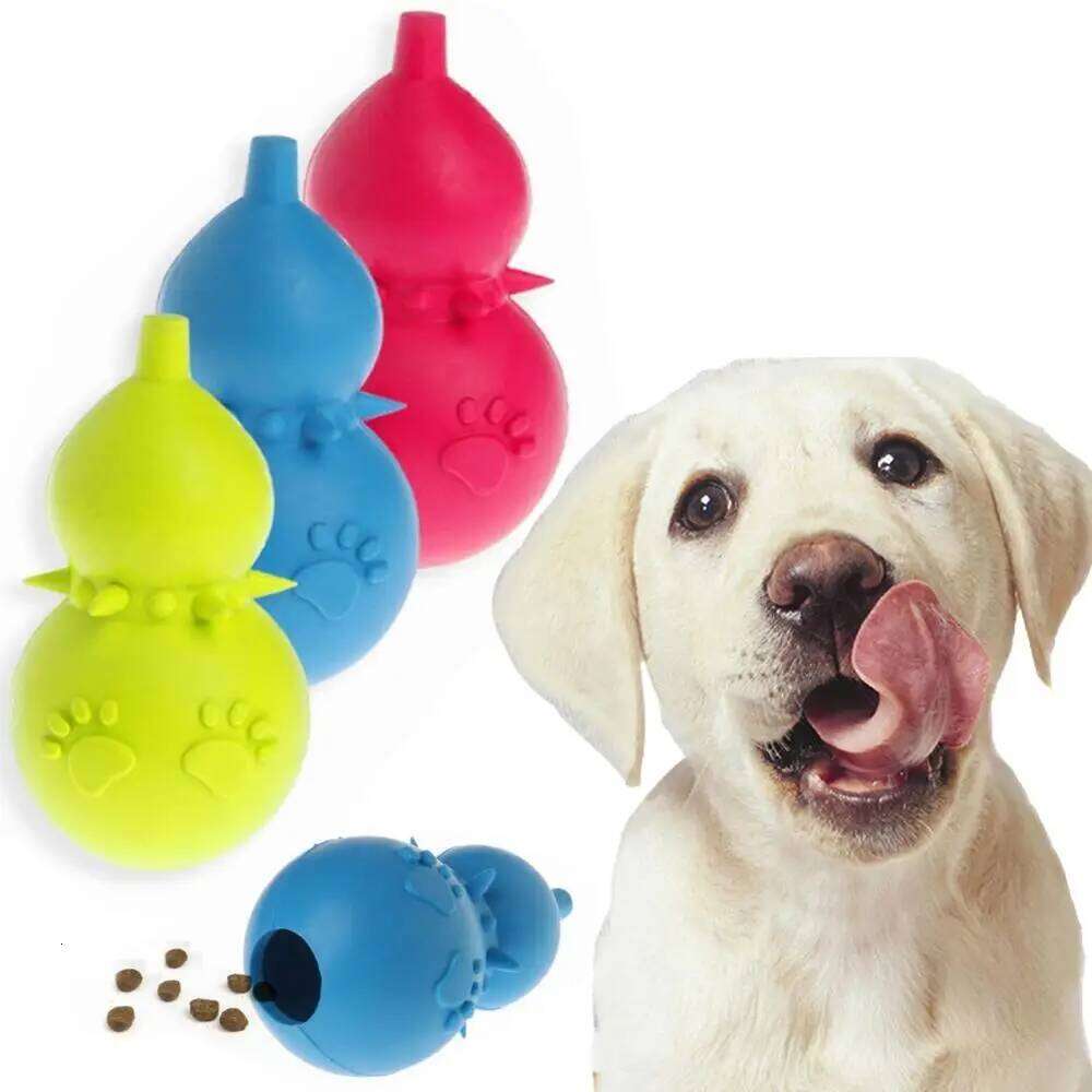 Dog Gourd Shape Leakage Food Ball Pet Interactive Training Chew Toys Cat Puppy Tooth Cleaning Molar Biting Durable TPR Toy 25N1226