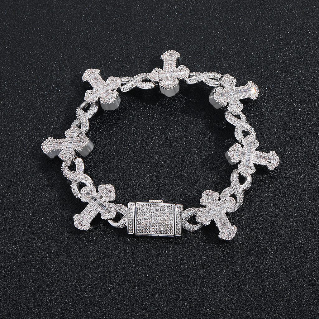 bracelet silver bracelet Cuban Link Bracelet luxury bangles luxury jewelry designer bracelet homme bracelet men mens bracelet bangle The cross element