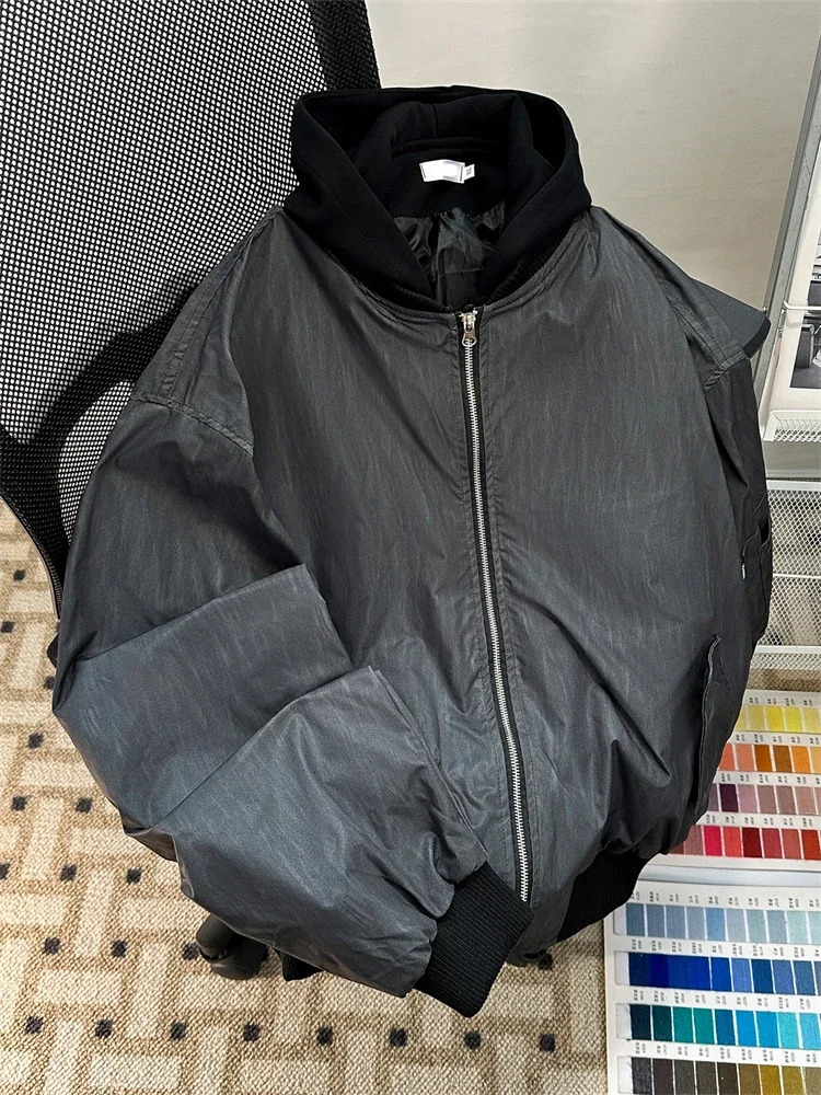 Sense American Vintage Baseball Uniform Mens Spring and Autumn Loose Casual Short Hood PU Leather Texture Jacket ZL624 251222