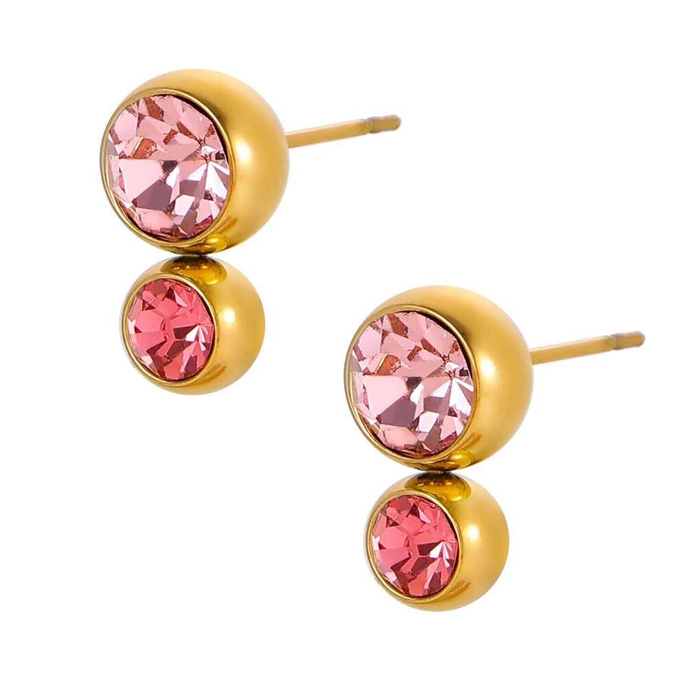 CARLIDANA Trending Simple Multi-Colored 18k Gold Color Round Zircon Stud for Women New Fashion Jewelry Earrings 25H1226
