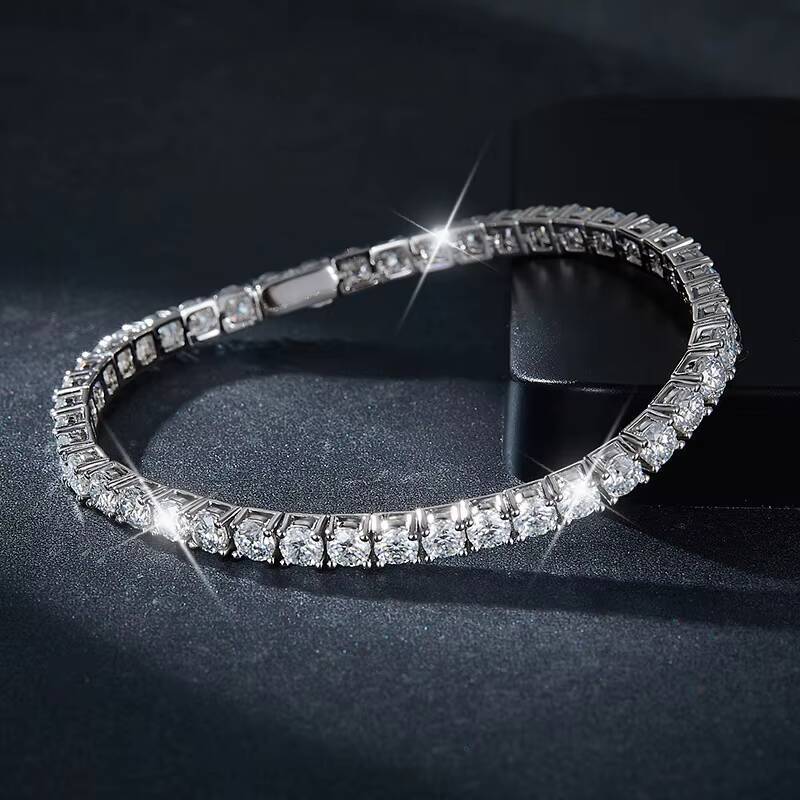 Temperament 925Sterling Silver Gold-plated Hip Hop Tennis Chain 3mm 5mm Full Inlaid Bracelet Moissanite Bracelet