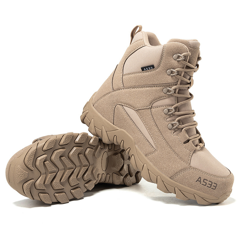 Cross-border New Model Manufacturer Wholesale Fleece-lined Comfortable Breathable Tactical Outdoor Sports Training Combat Boots Men's Hiking Shoe