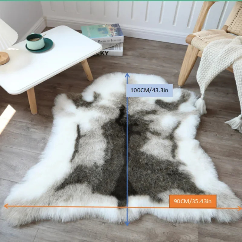 Modern Minimalist Machine Washable Reindeer Fur Carpet Bedroom Floor Mat Bedside Faux Animal Blanket 12 H260226