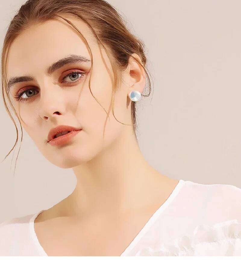 Woman Freshwater Cultured Button Pearls ,Coin Pearls,925 Sterling Silver Pearl Earrings for Women Girls Gift 25H1226