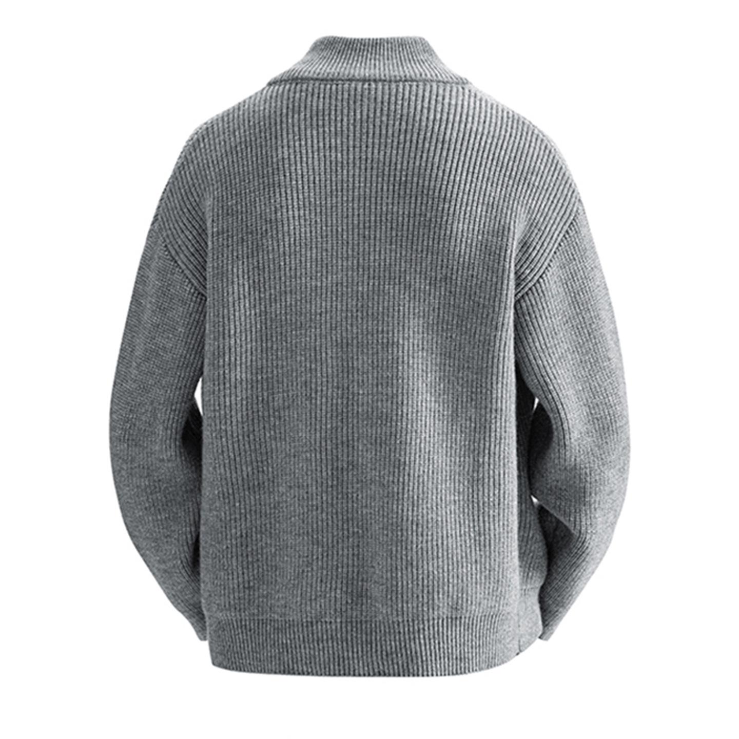 Men's Solid Color Zip-Up Cardigan Sweater, Autumn & Winter Bestseller, Loose-Fit Stand-Up Collar Streetwear Jacket