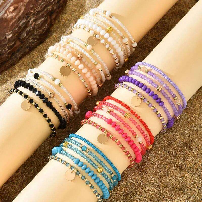 Y2K Ethnic Bohemian Beaded Bracelets Set for Women Beads Chains Stackable Wristband Girls Boho Hand Jewelry Accessoreis 25T1226