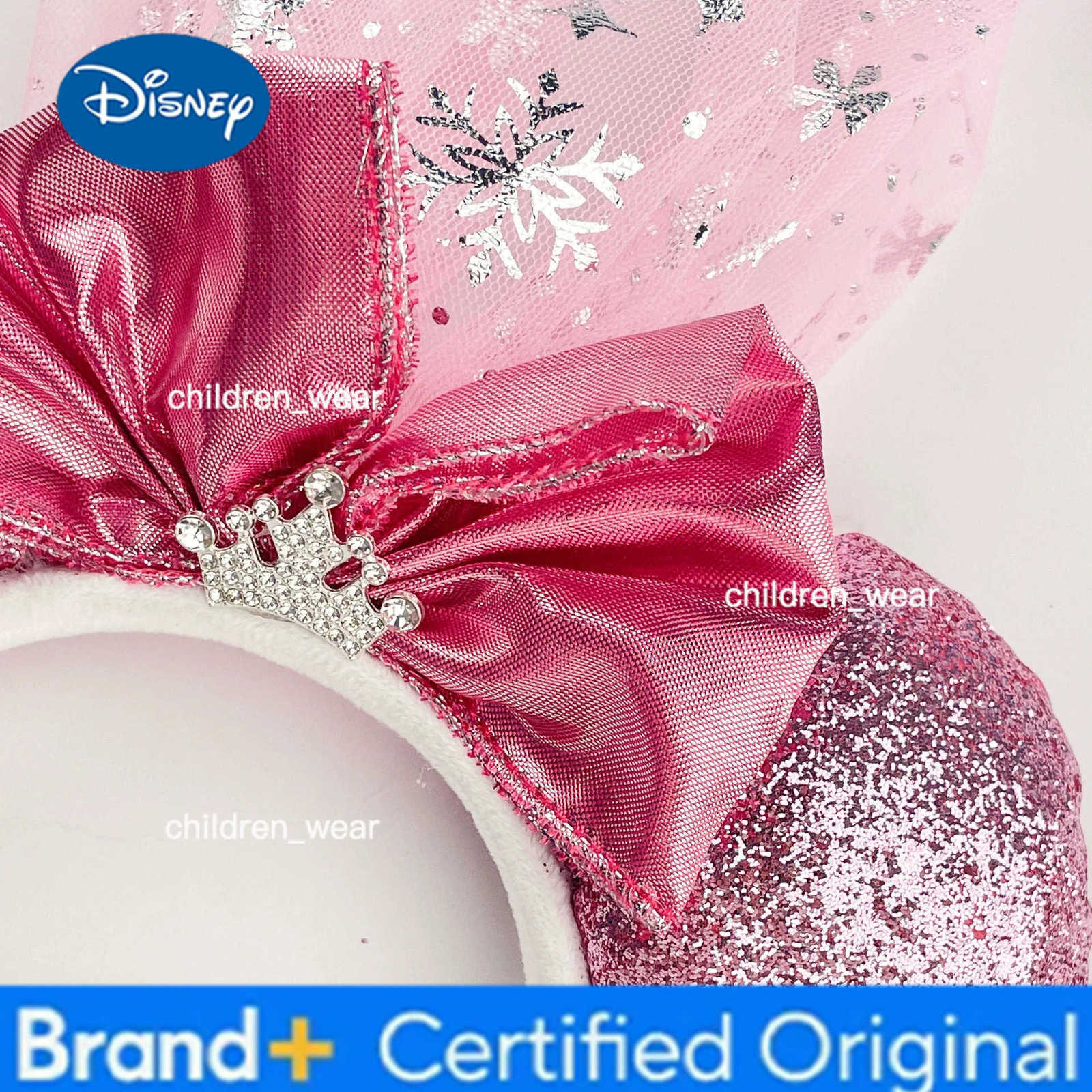 Disney White Wedding Mickey Mouse Headband Frozen Elsa Princess Ears Blue Veil Headband Womens Sequin Bow Crown Park Tiara H251226