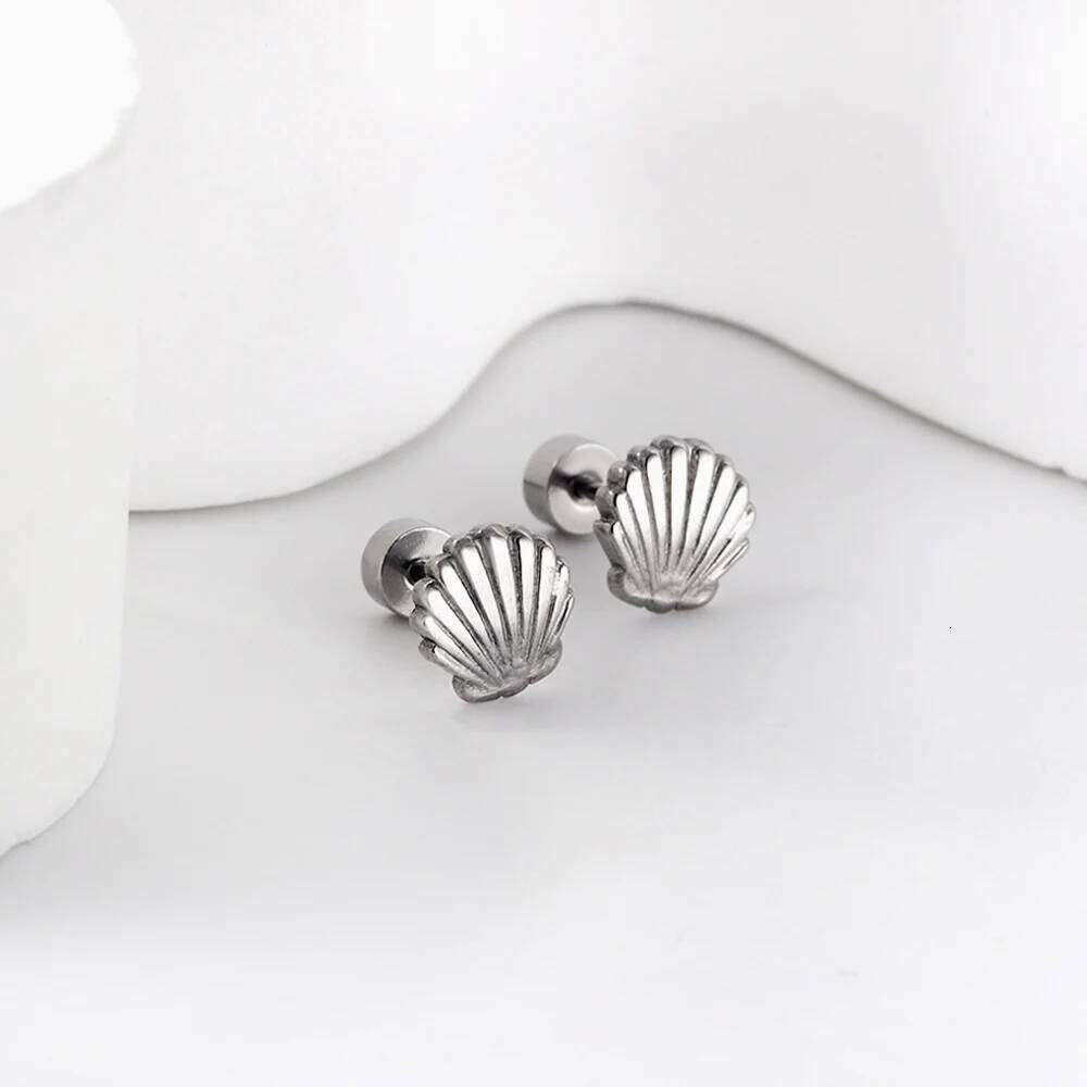 Gold Plated Shell Earrings For Women 2023 Trending Stainless Steel Piercing Screw Back Stud Birthday Jewelry Gifts Accessories 25H1226