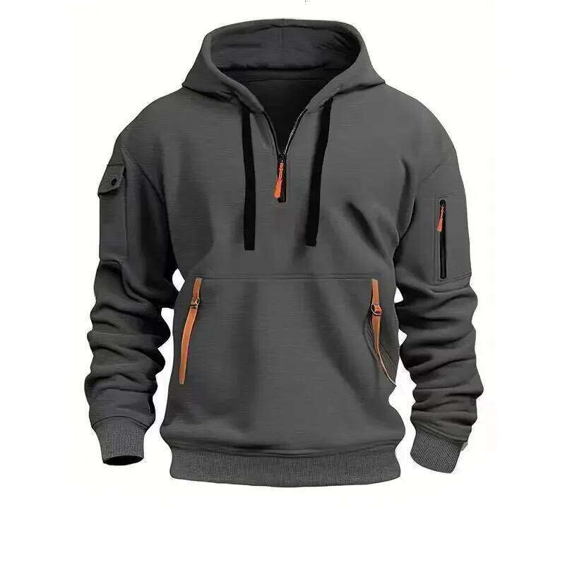 2025 New Multi Pocket Zipper Fleece Hooded Casual Shirt For Men And Women Plus Size Loose Pullover Fashion Sweatshirt Top S-3Xl