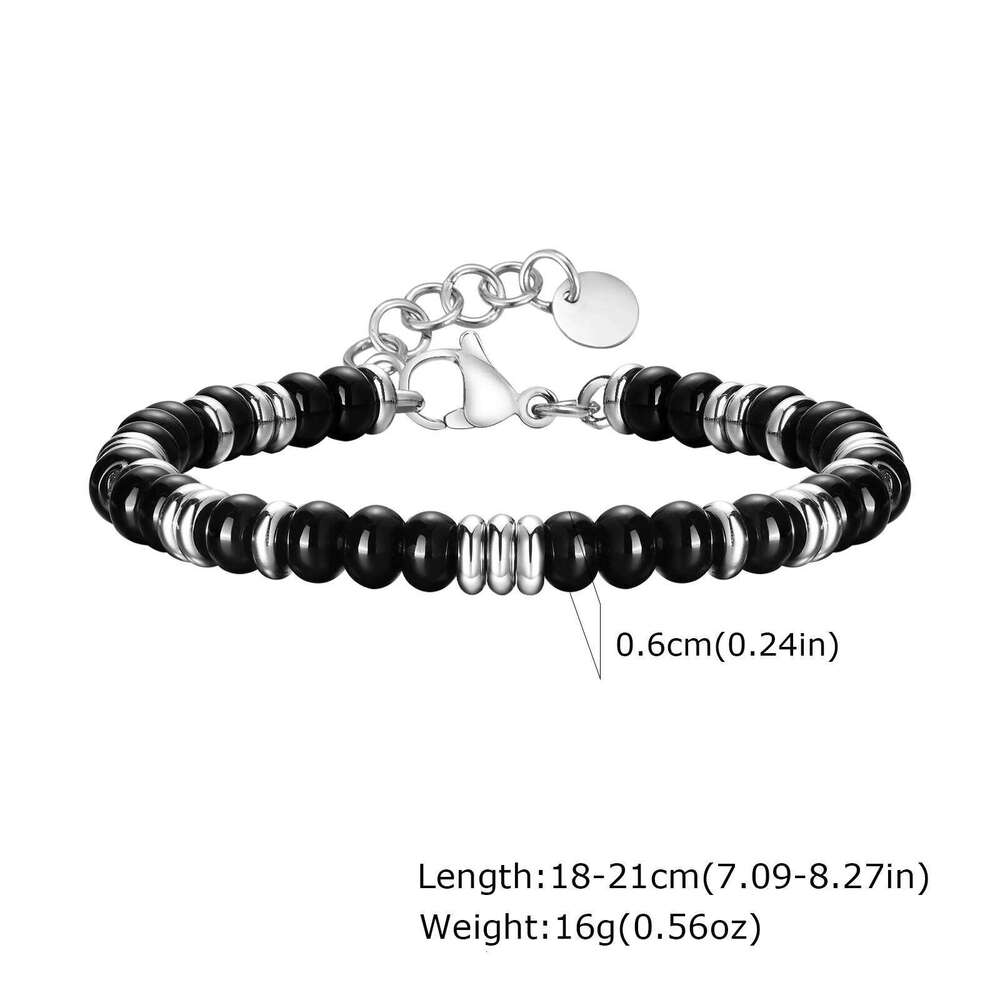 Black Onyx Beaded Bracelets Women Men Classic Tiger Eye Stones Chain Adjustable Wristband For Valentine's Day Gift 25T1226