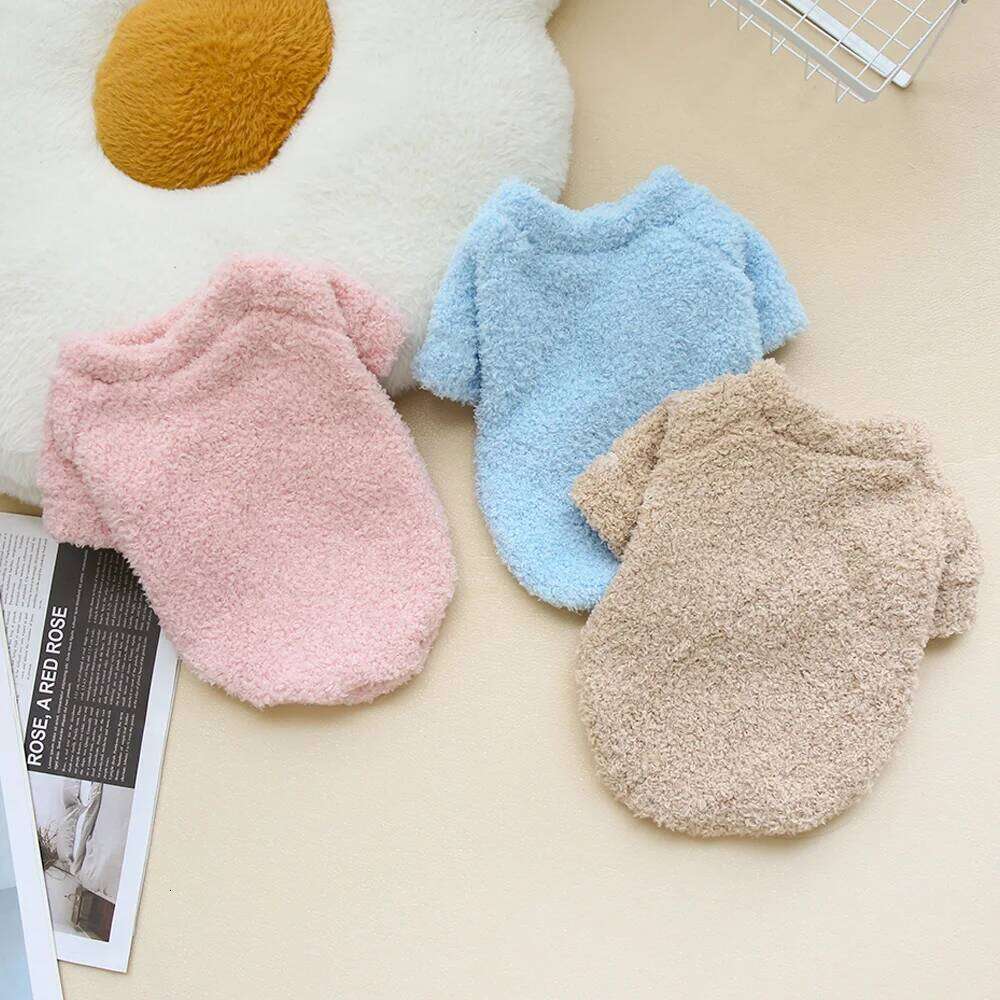 Warm Solid Color Cloud Hoodie Dog Cat Autumn and Winter Thick Double sided Velvet Simple Clothing 25T1226