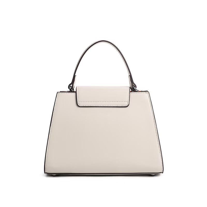 COCIO Crossbody Bag White Classic Leather High-Quality Black Tote Bag with Zippered Inner Pocket Women's Handbag Solid Color