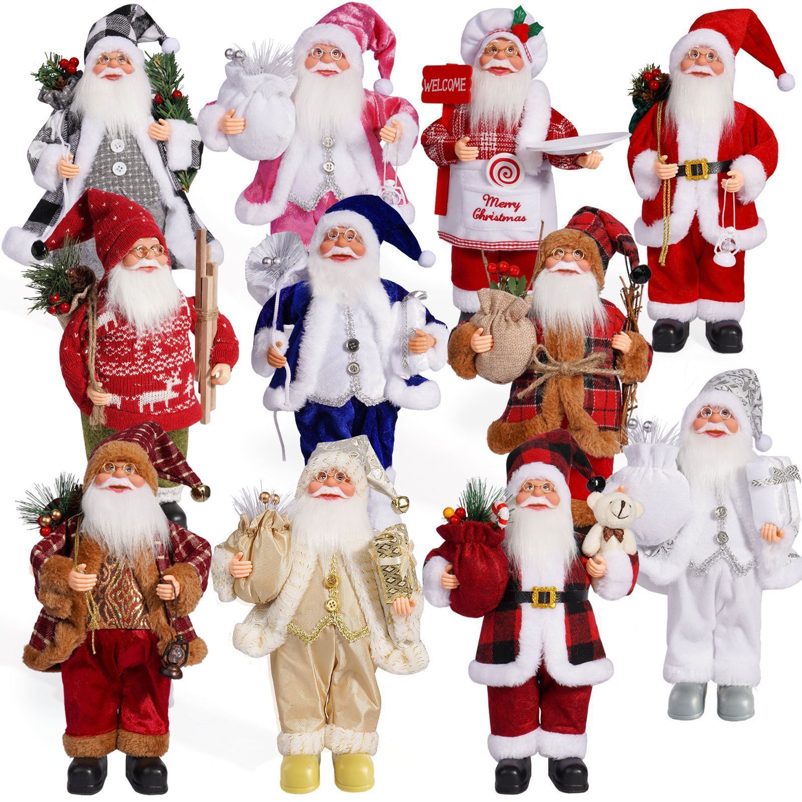 Christmas Tree Decoration Shining Santa Claus Home Decoration Christmas Holiday Series 48CM Standing Grandma Santa Claus 241030