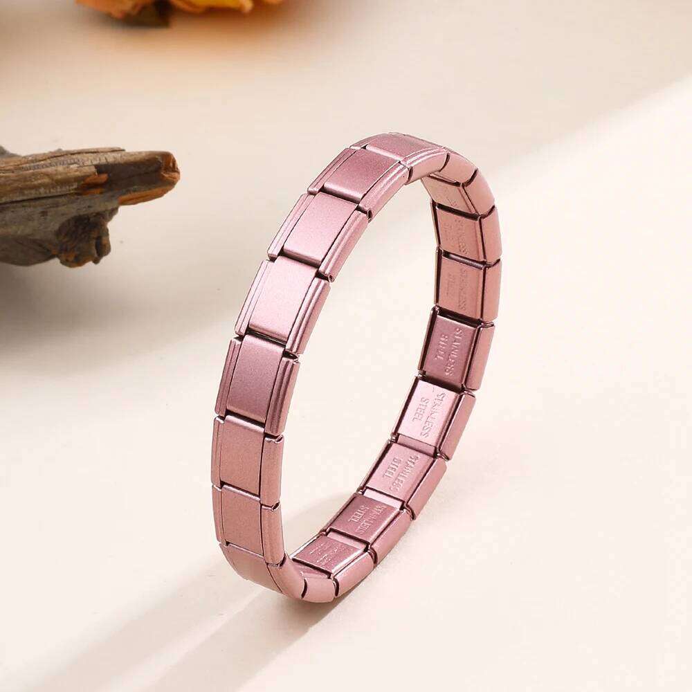 FTCY Italian Charm Stainless Steel for Women 9mm Elastic Link Hand Chain DIY Module Bracelets Making Jewelry Gifts 25T1226