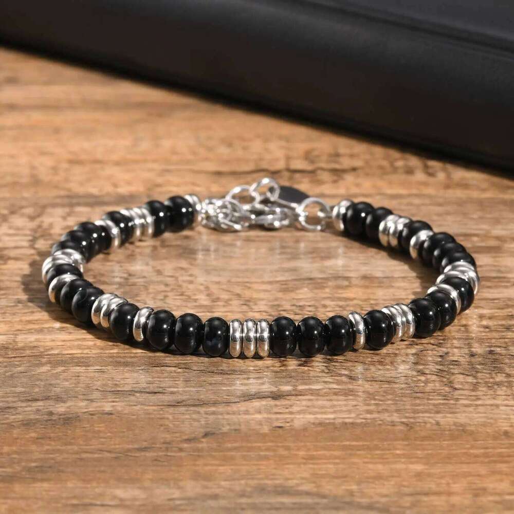 Black Onyx Beaded Bracelets Women Men Classic Tiger Eye Stones Chain Adjustable Wristband For Valentine's Day Gift 25T1226