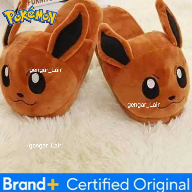 Pokemon Cute Cartoon Anime Pikachu Snorlax Eevee Gengar Squirtle Bulbasaur Plush Cotton Slippers with Light Velvet Toe Covers W251226
