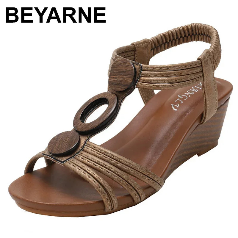 BEYARNE Bohemian Wedge Sandals Women Vintage Women Sandals Anti-Slip Roman Shoes Women Casual Sandals Platform Gladiator Shoes 251225