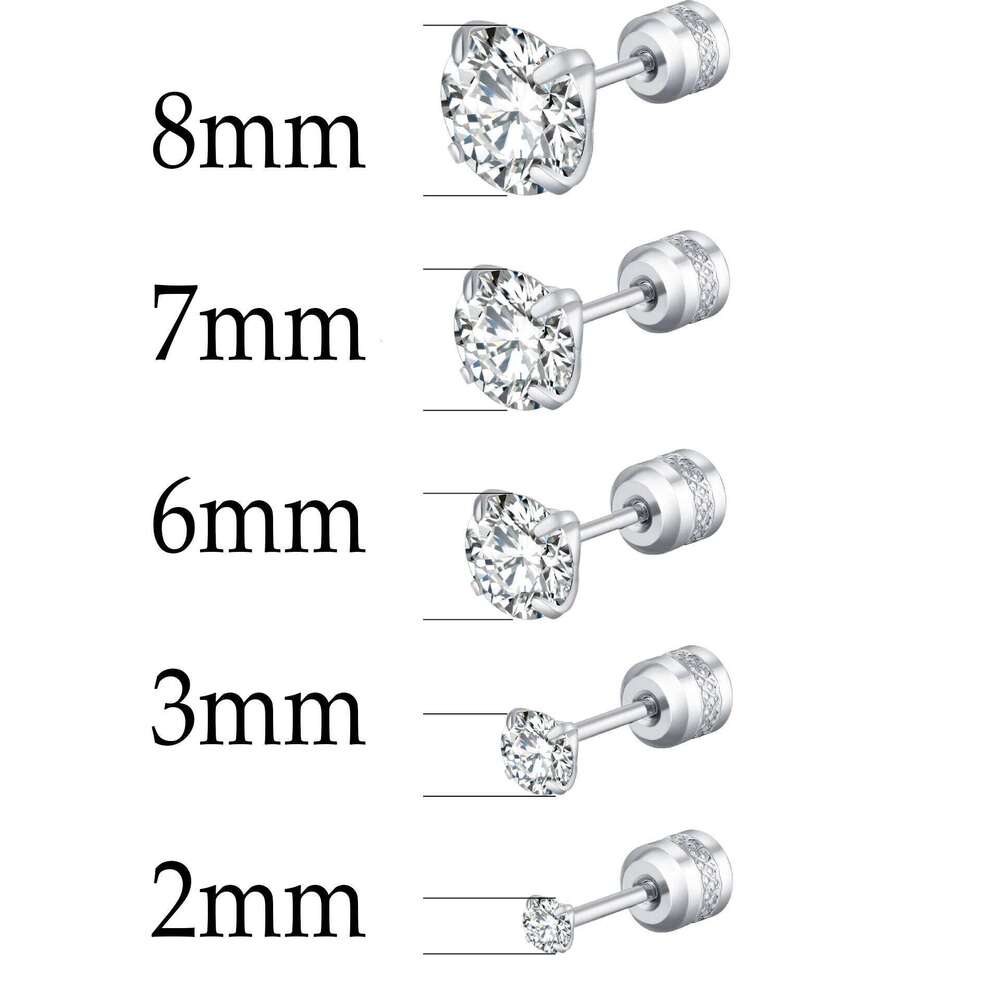Stainless 4 Color CZ Zircon korean Earrings For Women Crystal Screw Titanium Steel Ear Studs Anti Allergic Body Jewelry 25H1226