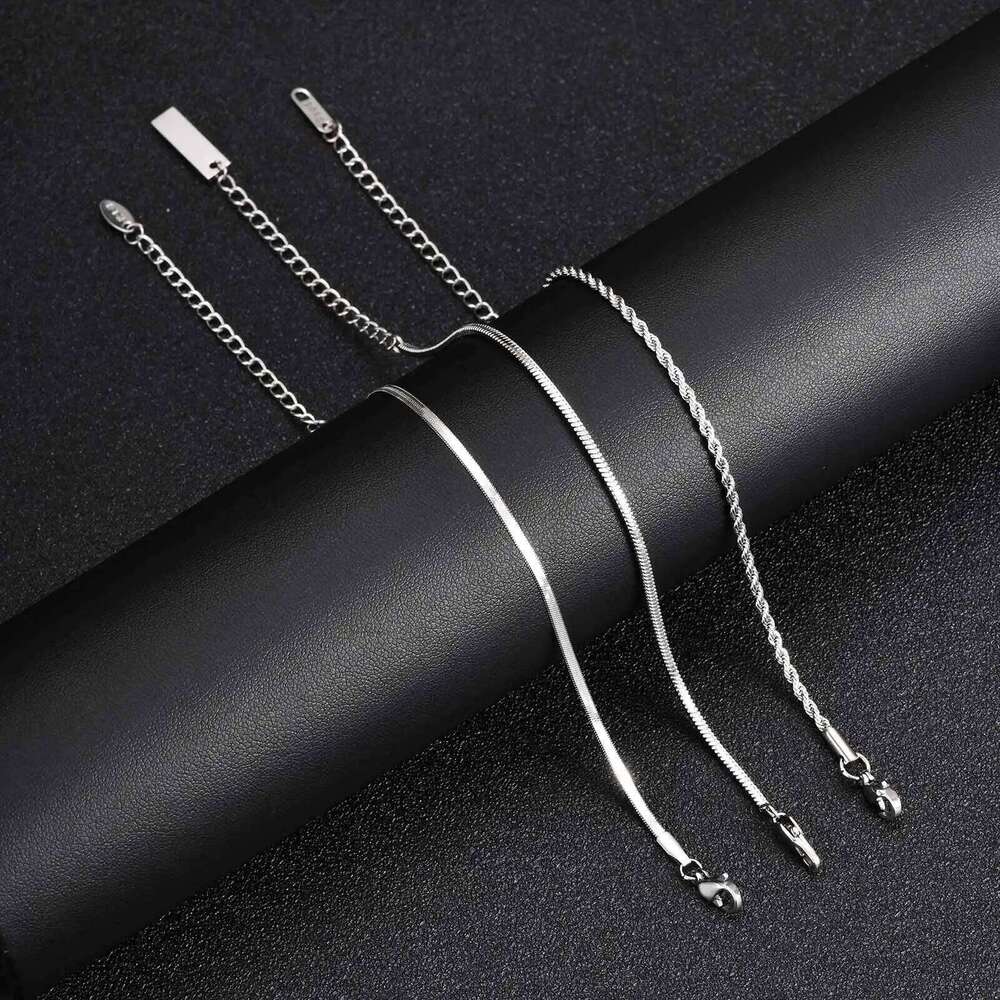 3pcs Men Thin Bracelet,Never Fade Silver Color Twist Chain Wristband,Stylish Punk Jewelry Gift 25T1226
