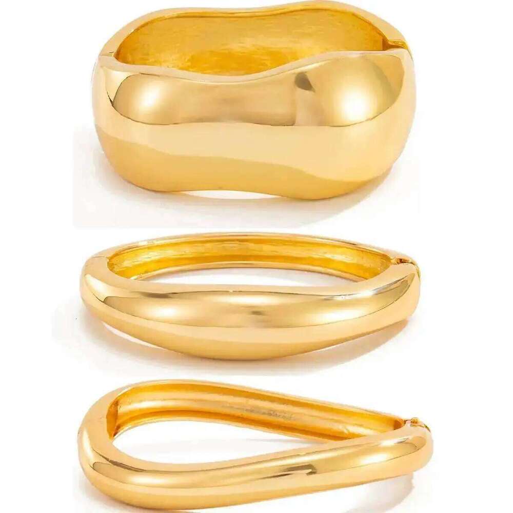 Ingemark 3 Styles Punk Metal Spring Wide Bangles Women Hip Hop Gold Color Geometric Arm Bracelets Grunge Jewelry Steampunk Men 25T1226