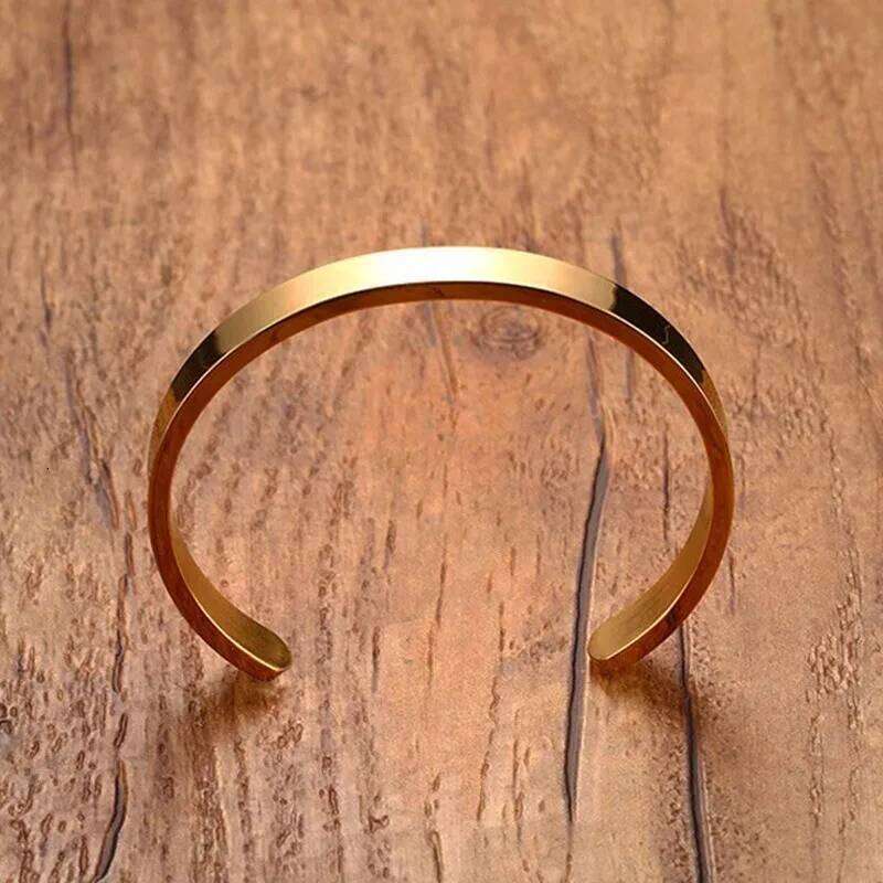 Solid Golden Flat 6mm 8mm Cuff Bangles for Men Bracelet Brackelts Brazalet Bileklik Braslet 25T1226