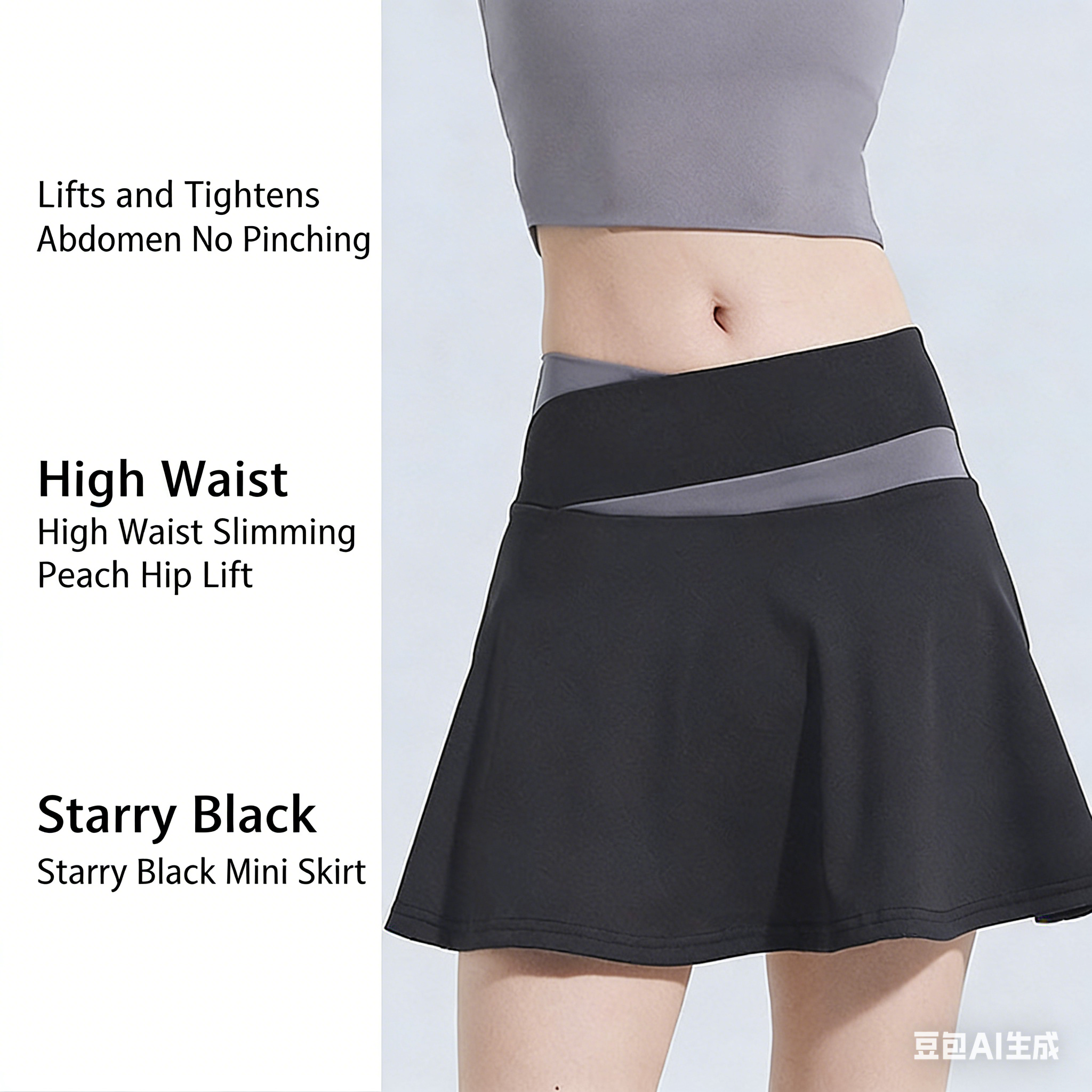 Two-Tone Layered Mini Skirt with Quick-Dry, Anti-Chafing Shorts, High-Stretch, Buttery-Soft, Tight-Fitting Sports Short-Sleeve Running and Fitness Set