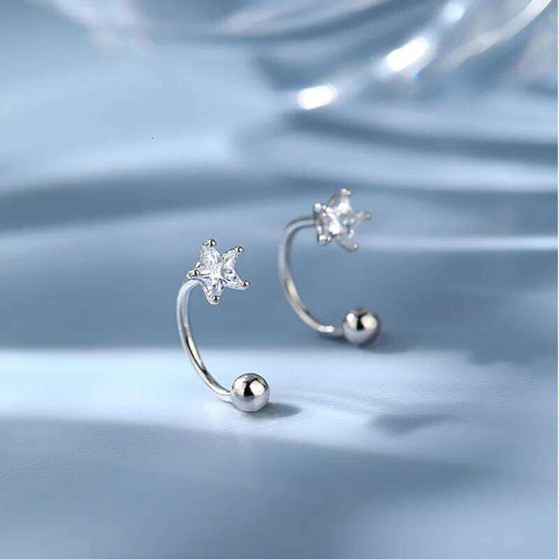 925 Silver Star Flash Crystal Summer Small Fresh Female 2022 New Trendy Personality Earrings 25H1226