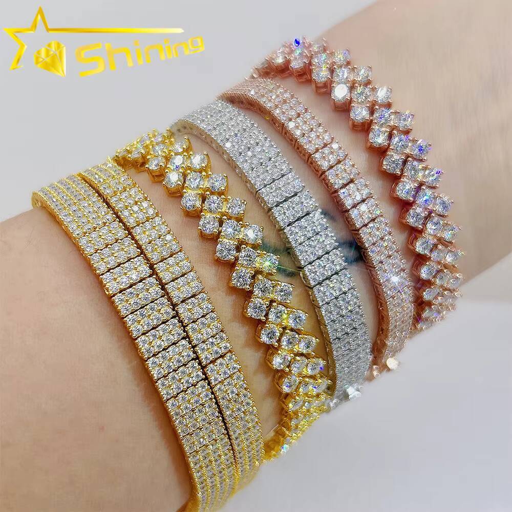 Moissanite Tennis Chain 6mm Sterling Silver VVS Moissanite Tennis Bracelet