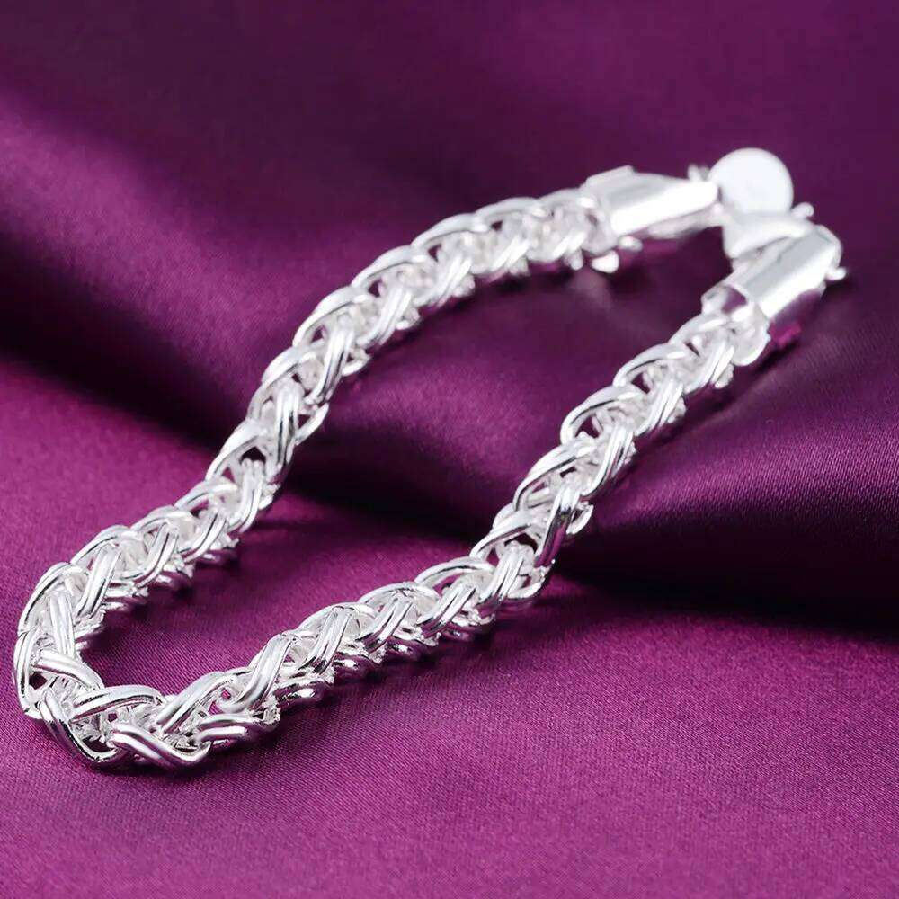Hot retro twisting circle chain 925 Sterling Silver Bracelet for woman Popular Wedding party Christmas Gifts fashion Jewelry 25T1226