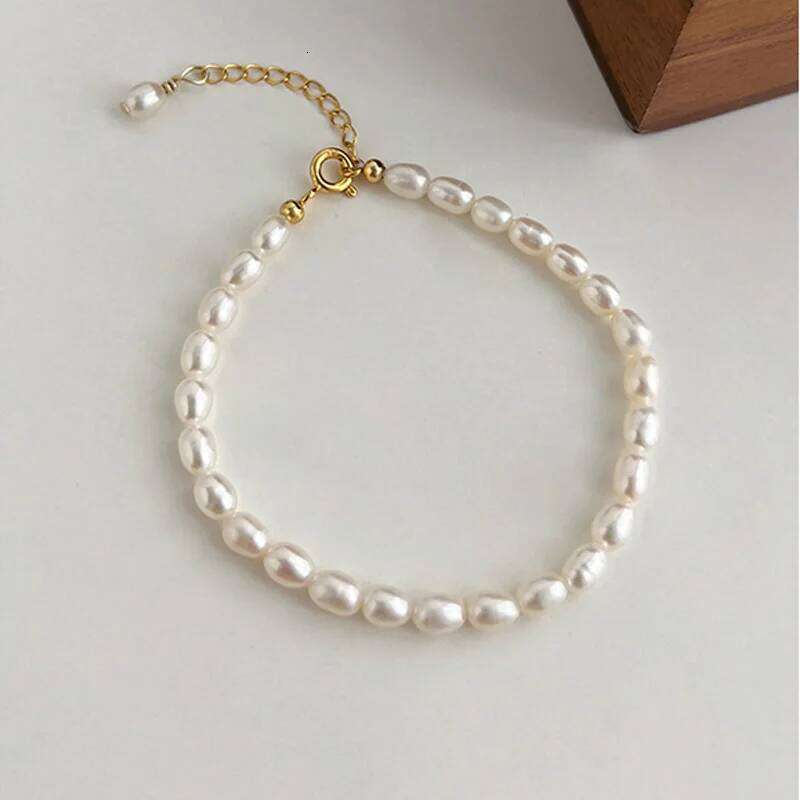 Dainashi 4-5mm Rice Shape Freshwater Pearl for Women 16cm 18cm 20cm Adjustable 925 Sterling Silver Bracelet 2025 New 25T1226