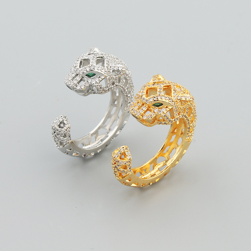 Winter New And Style Bold Exaggerated Big Leopard Hollow Zirconia Bracelet Cheetah Ring Fashion Open Bracelet