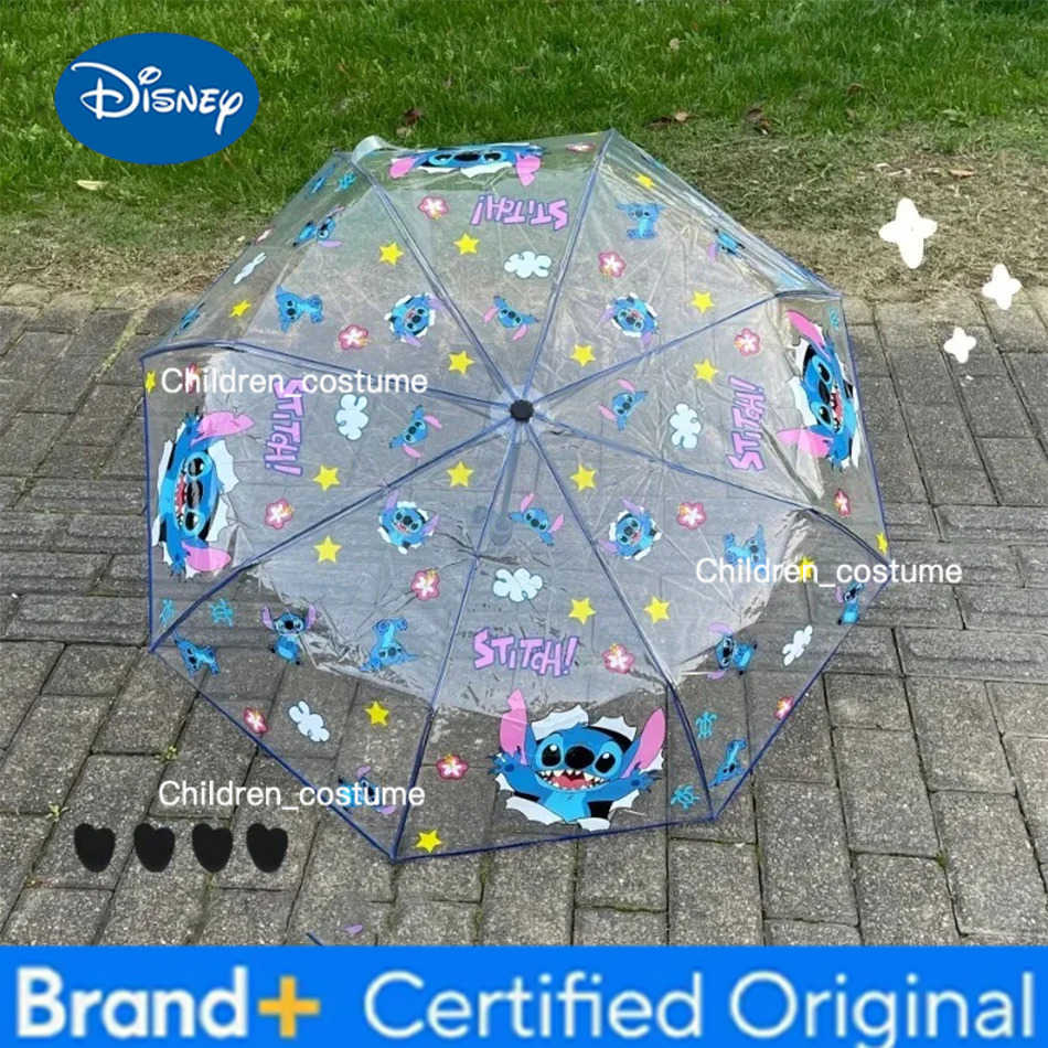 Disney New Cartoon Stitch Portable Folding Umbrella Cute Stitch Automatic Transparent Umbrellas Fashion Manual Umbrella Kid Gift H251226