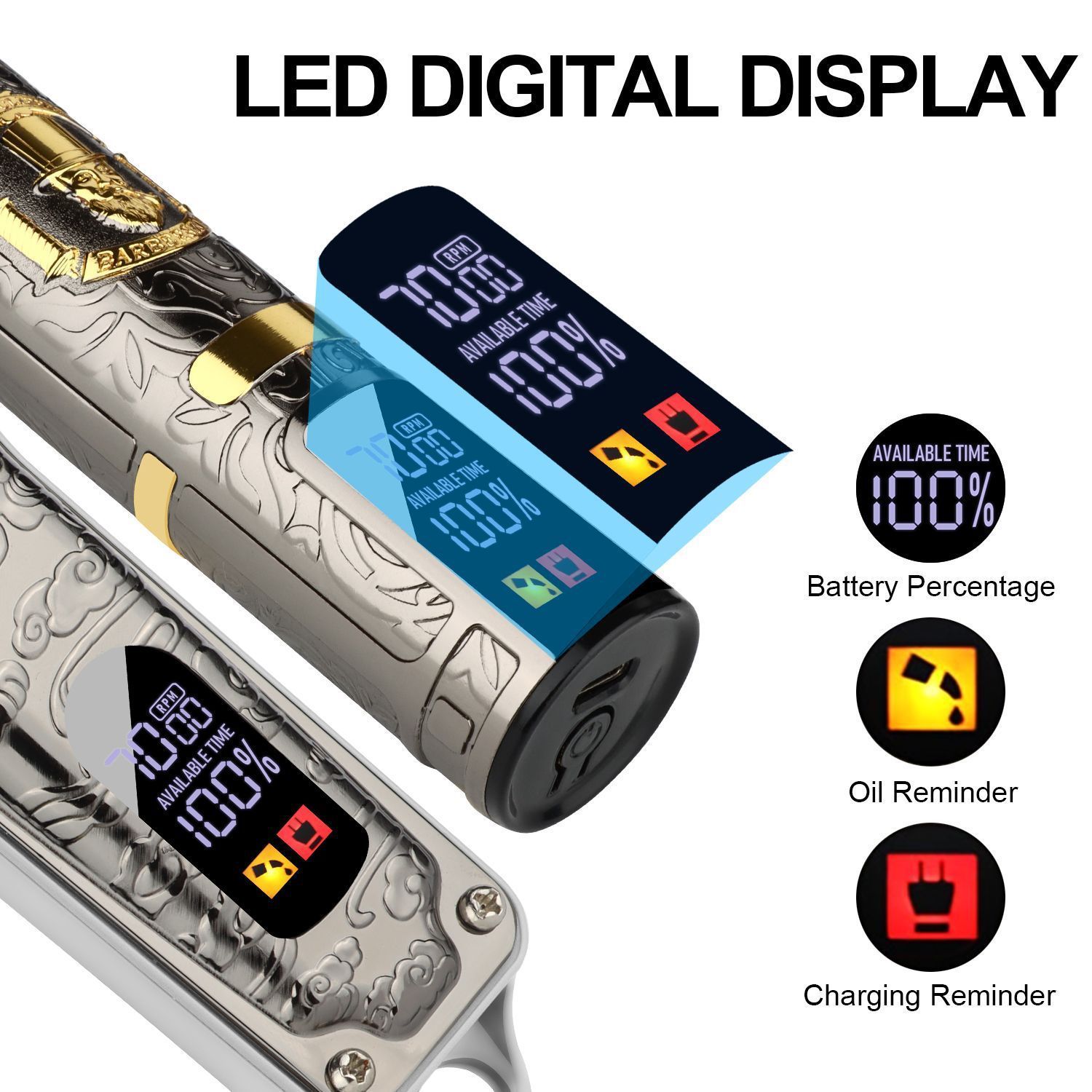 HIENA Hair Clipper Set with Mother and Child Machine Oil Head Carving Digital Display Hair Clipper Set Electric Clipper 240929