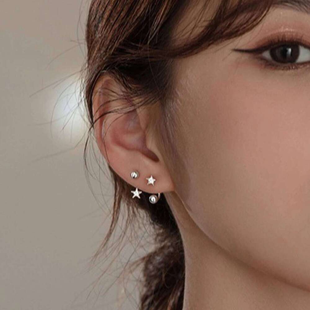 925 Silver Star Flash Crystal Summer Small Fresh Female 2022 New Trendy Personality Earrings 25H1226