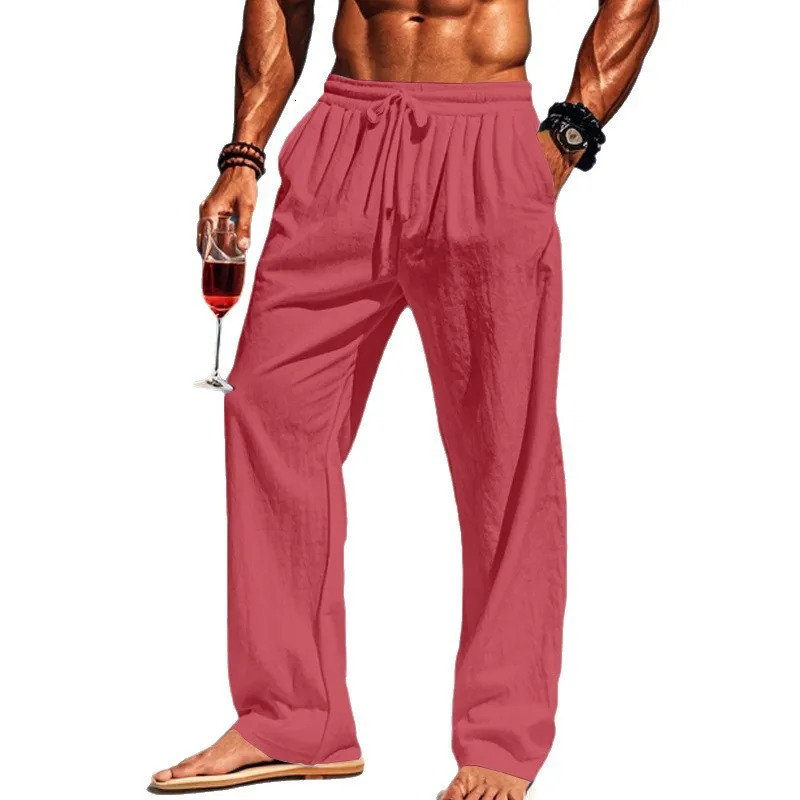 Mens 16Color Breathable Linen Yoga Pants Loose Casual Sportswear for SpringSummer European And American Style 251226