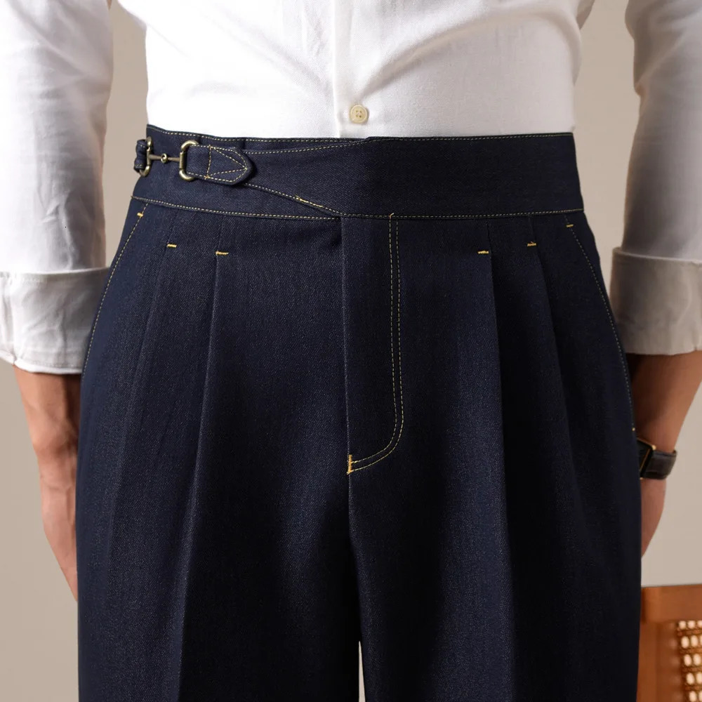 Retro HighWaisted Jean Men Casual Business Versatile StraightLeg Pants Adjustable Cargo Trousers Fall Deniminspired Suit Pant 251226