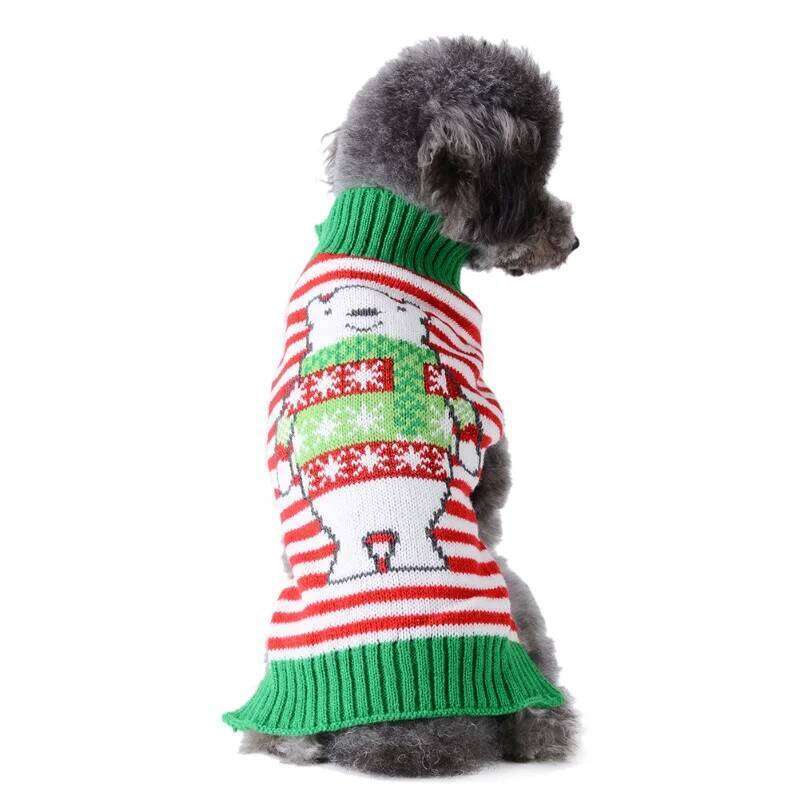 Fashion Knitted Clothes Winter Warm Dog Sweater Christmas Puppy Costumes Cute Print Cat Turtleneck Chihuahua Pet Pullovers 25T1226