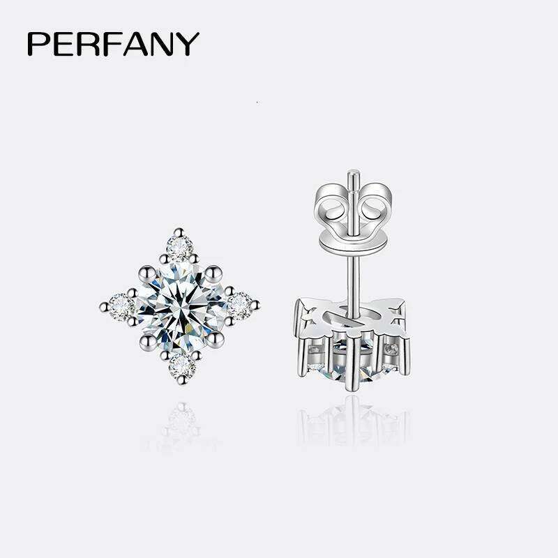 PERFANY 0.5/1CT Moissanite for Women S925 Pure Silver Four Claw Star GRA Certified Diamond Earrings Party Jewelry 25H1226