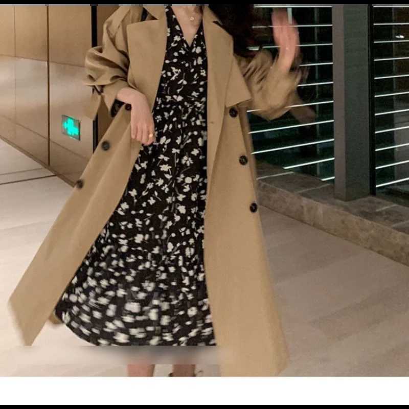 Trench Coat Womens Solid Color Cardigan Mid-length Long Sleeve Lapel TopT251226