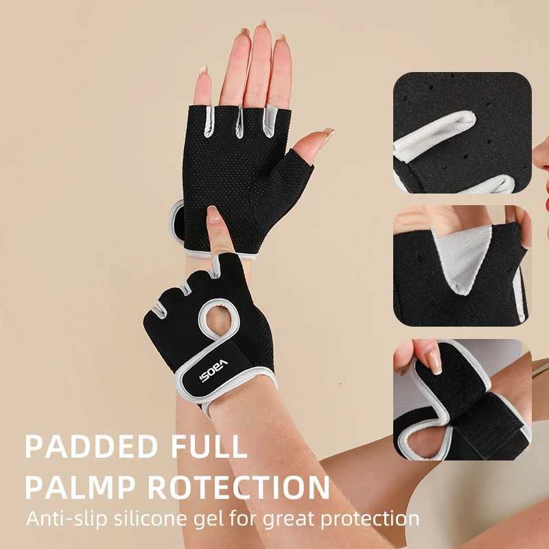 1 Pair Unisex Adjustable Sports Gloves with Anti-slip Silicone Dots for Weightlifting Cycling Squat M251226