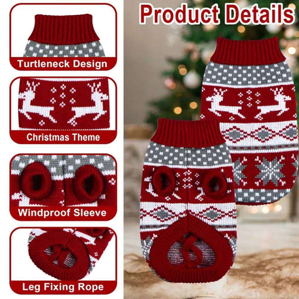 Christmas Style Dog Sweater New Year Costume Cat Cute Knitted Wool Puppy Clothes Warm Soft Winter Apparel For Medium Pet 25T1226