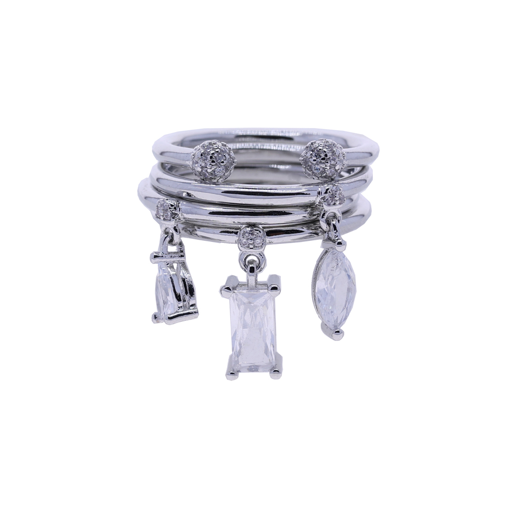 2026 NEW Fashion Design High Quality Multilayer Stacking Pendant Finger Ring Women Girl Geometry Cubic Zirconia Bling Charm Gold Plated Jewelry Gift