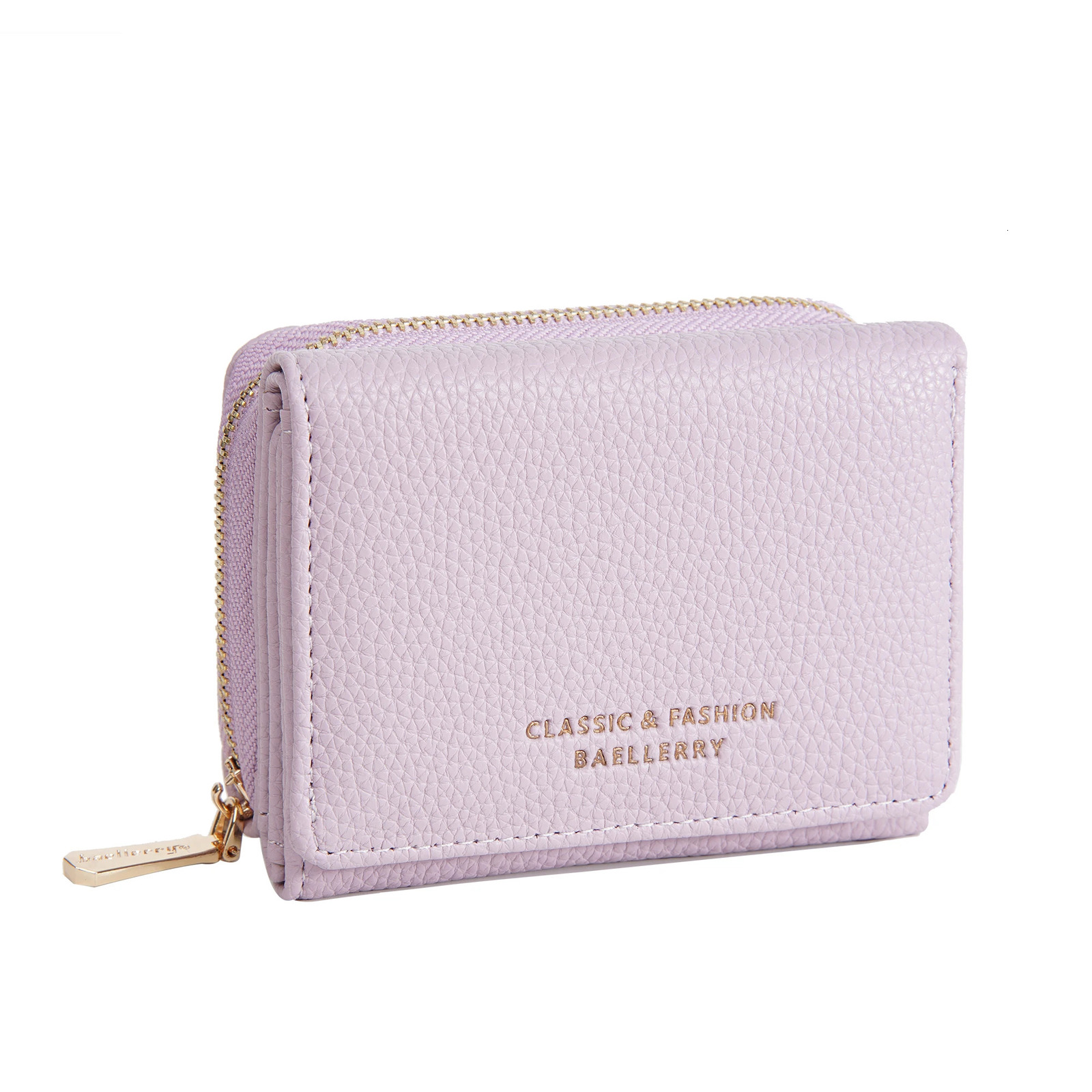 Premium Short Tri-Fold Wallet for Women - Slim Lychee Pattern Leather with Coin Pocket 6 Card Slots 251225