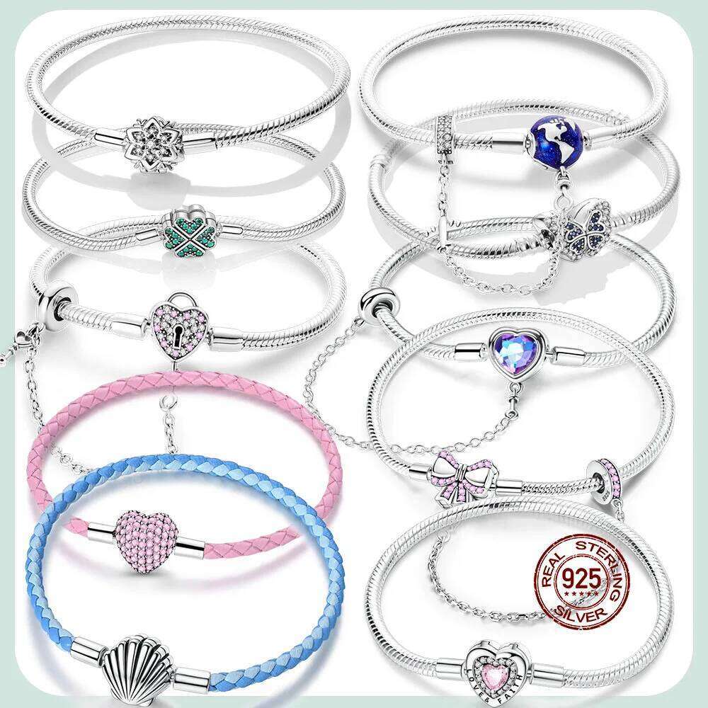 Hot Sale 925 Sterling Silver 17-20CM Bracelets Forever Love Butterfly Heart Bracelet Fit DIY Charms Beads Fashion Women Jewelry 25T1226