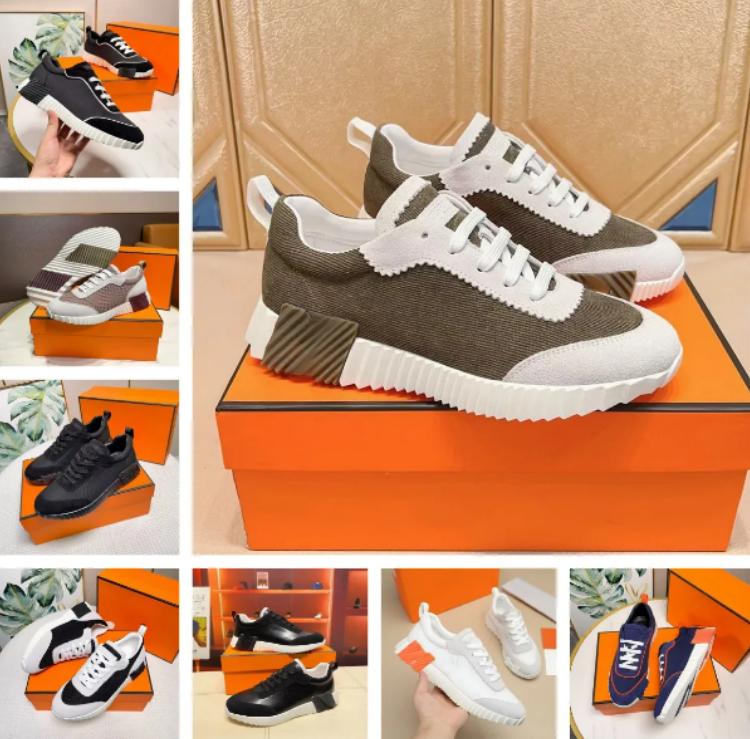 Bouncing Sneakers Designer Suede Casual Shoes Trainers Breathable Mesh Running Shoe Women Bounce Men Sneaker Non-Slip Rubber Sole Flat Trainer H Word 36-45