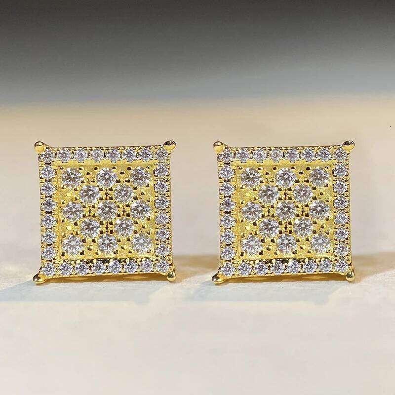Huitan Classic Square Shaped Stud Silver Color/Gold Color Exquisite CZ Earrings Temperament Elegant Women Jewelry