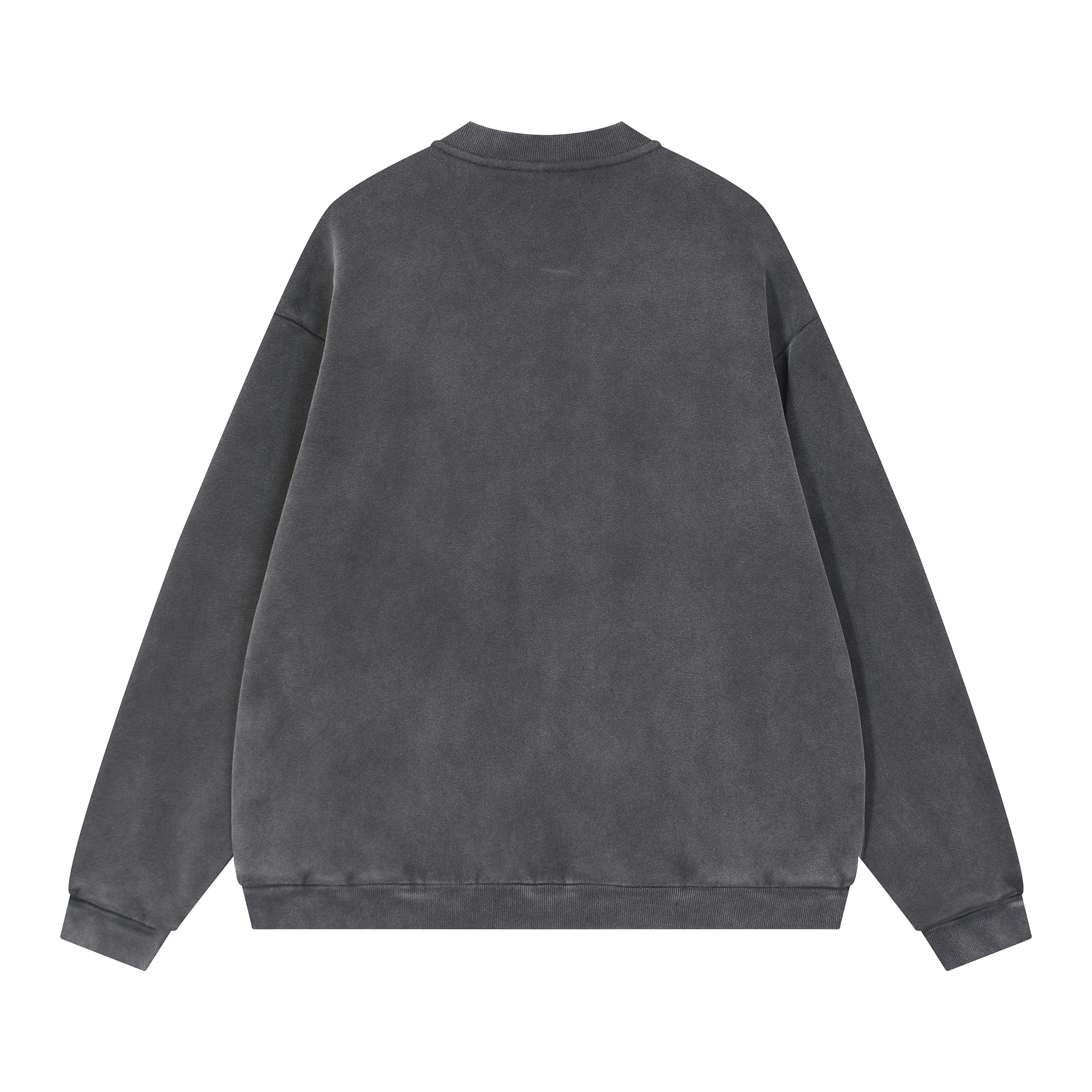 BLNCG Men's Long-Sleeve Jacket - Washed Vintage Design, V-Neck & Zipper Closure, 100% Cotton with Pockets, Oversized Unisex Streetwear Style-KFML