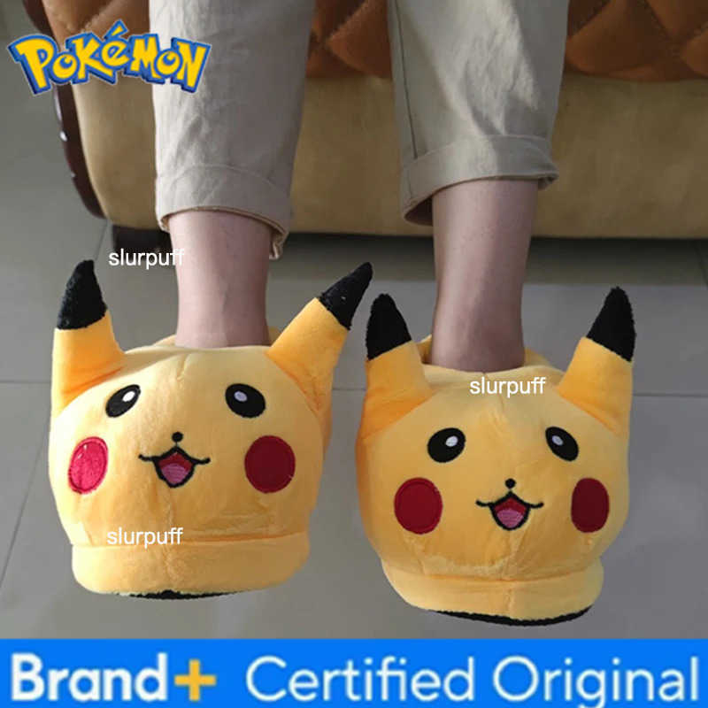 Pokemon New Pikachu Cartoon Cute Autumn/Winter Home Warm Soft Cotton Slippers Indoor Plush Cotton Shoes Girl Gift W251226