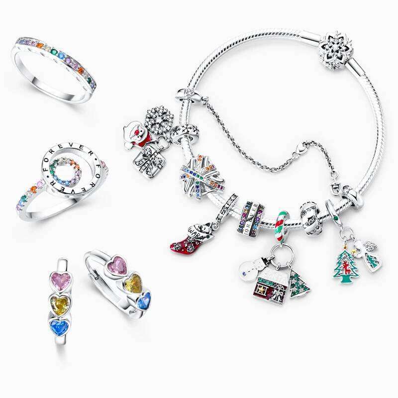 New 925 Sterling Silver Sparkling Fatima Hamsa Hand Snake Basic Chain Bracelet Fit Original Charm Beads DIY Women Design Jewelry 25T1226